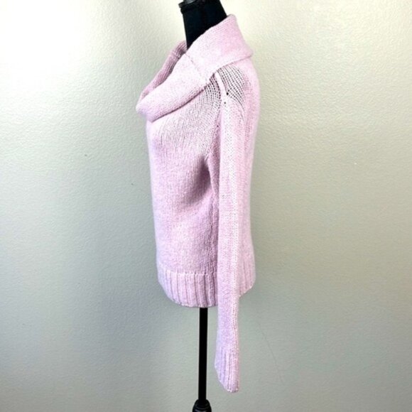 Anthropologie Cashmere Wool Sweater Cowl Neck Oversize Pastel Lilac Turtleneck S - Picture 5 of 9